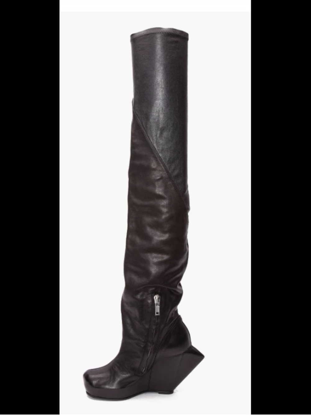 Rick Owens Black Over-the-Knee Wedge Boots